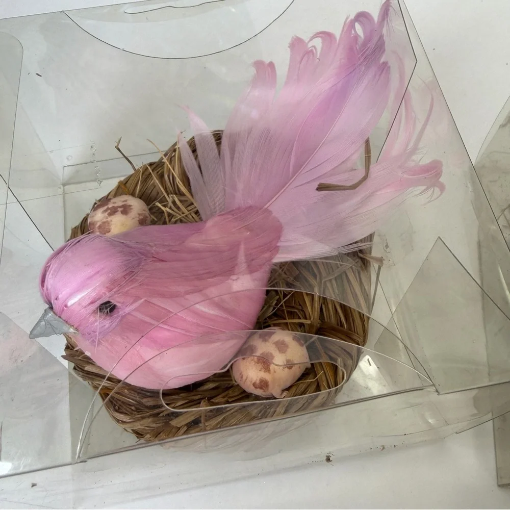 Vintage Easter Feather Birds Nest Set Twig Nest Spring Decor Cottage Lot of 9